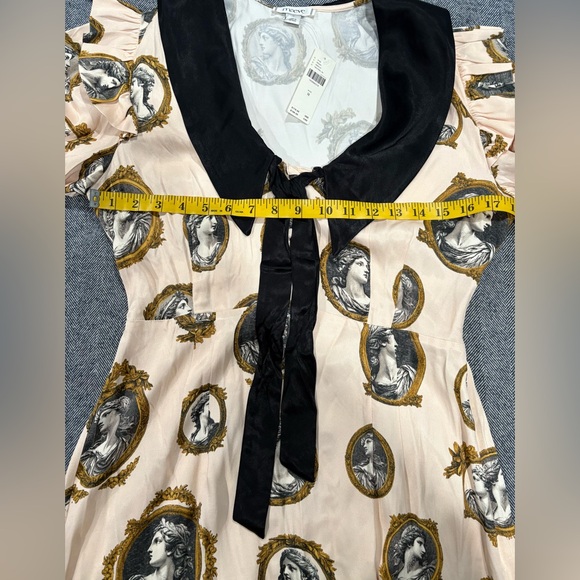 Maeve Satin Portrait Front-Tie Mini Dress | size M - Picture 8 of 8